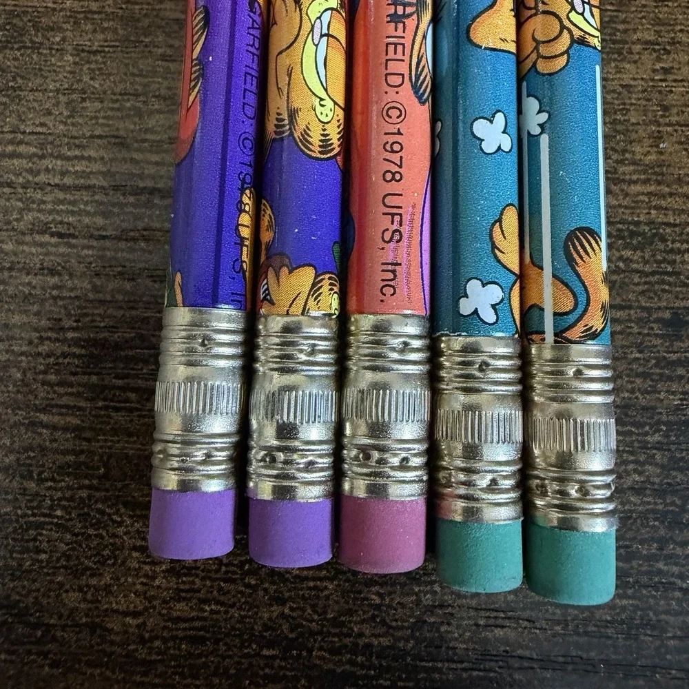 Vintage 1978 Garfield PENCIL LOT OF 5 Unused Loose Pencils Regular Size